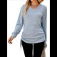 thumbnail image 3 of Camisetas para Mujer, Larga, Cuello en V, Básicas, Informales, Holgadas, Suaves, para Otoño. Azul L, 3 of 10