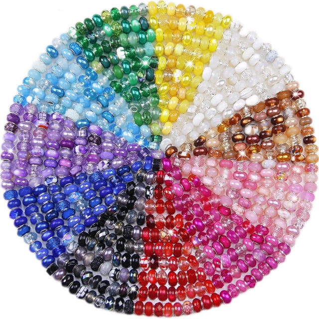 Cuentas de Agujero Grande ZYEHXED 220 piezas Colores Mixtos Surtidos 14mm