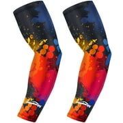 CoolOMG Compression Arm Sleeves Youth Kids for Basketball Football Baseball 1 Pair