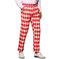 thumbnail image 5 of INSPIRE CHIC Pantalon Imprimé à Losanges pour Hommes Coupe Régulière devant Plat Pantalon Habillé 34 Rouge Blanc, 5 of 5