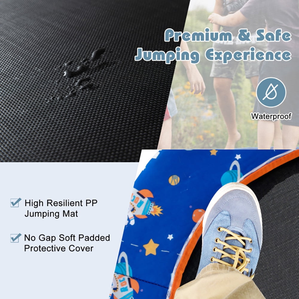 GVN Trampoline, Outdoor Recreational Trampolines,36 Inch Mini Trampoline with Colorful LED Lights and Bluetooth Speaker-Blue
