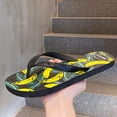thumbnail image 6 of BRICH Flip Flops for Women Men Printed Holiday Casual Thong Sandals Lightweight Anti- Beach Rubber Shower Shoes Summer Comfortable Slippers Black 8.5, 6 of 6