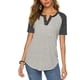 thumbnail image 2 of Camisa de verano Casual Suelto Cuello en V Moda Manga corta Botón Delantero Túnica de verano Top Gris XL Vhermosa, 2 of 6