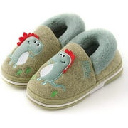 Dinosaur Indoor Shoes Girls Boys Slippers Warm Dinosaur House Cute and Cozy Plush Winter Cotton House Anti-Slip Shoes
