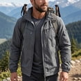 thumbnail image 2 of Men's Outdoor Waterproof Soft Shell Tactical Rain Jacket Windbreaker Bomber Jacket with Muti Zipper Pocket Big & Tall Size XS-5XL Dark Gray, 2 of 9
