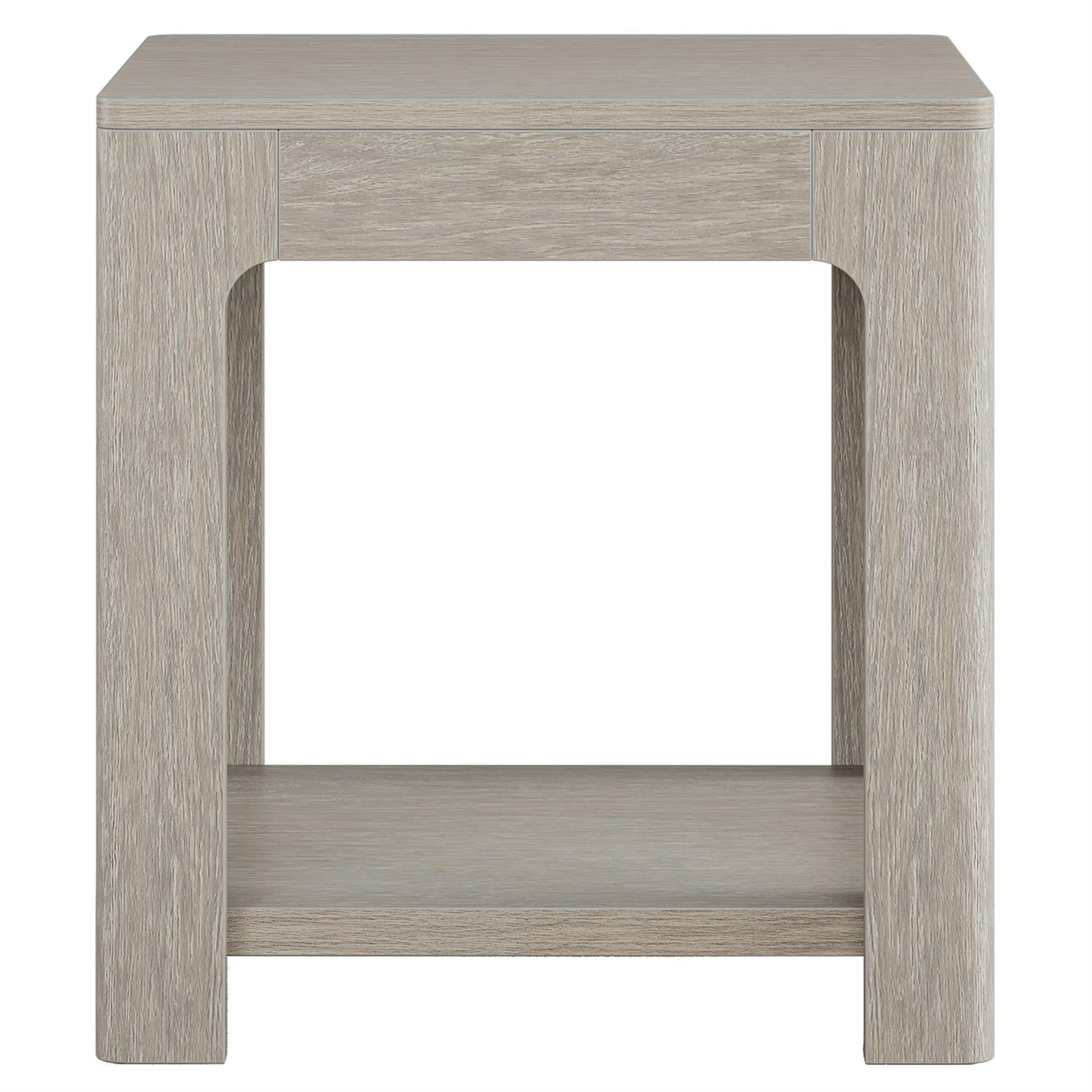 Demi Bonn 22" Modern Gray Wooden End Table, Side Table with Storage, Stylish Ottoman with Lower Shelf for Living Room, Gray