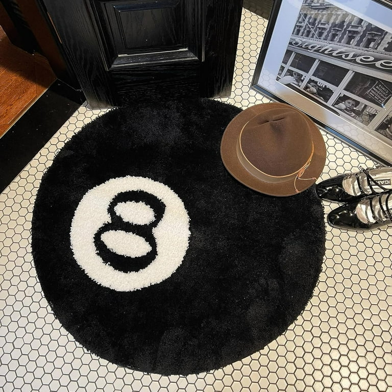 Fymlhomi 8 Ball Rug,24inch Cool Rugs for Bedroom Men,Unique Circle