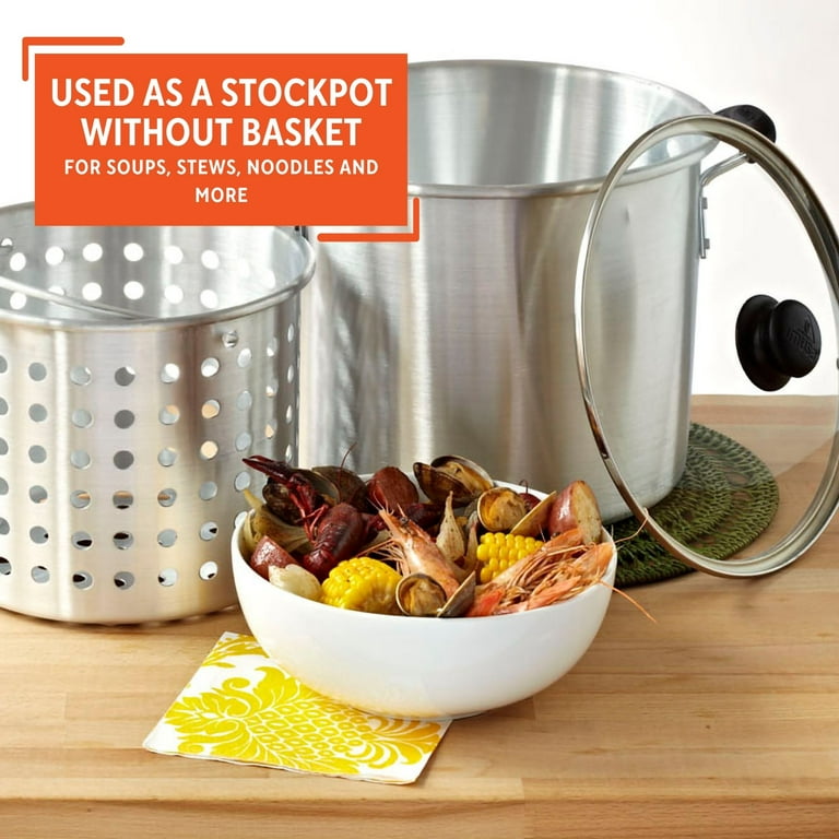 Imusa 8 qt Aluminum Stock Pot with Glass Lid & Bakelite Handles