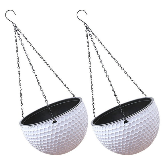 2 Pcs Hangings Flowerpot Garden Flower Pot 25.5X16CM White