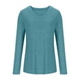 thumbnail image 3 of Timegard Tops for Women V Neck Long Sleeve Blouse Solid Color Basic Tee Fall Casual Comfy Tunic Tops, 3 of 5