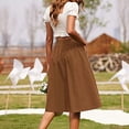 thumbnail image 3 of Hobeauty Pockets Midi Skirt High Waist A-line Women's Solid Color Large Hem Casual Office Lady Leisure with Buttons Decor Mid-calf Length Perfect for Women Who, 3 of 8
