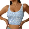 thumbnail image 2 of Haiem White Bule Glitter Pattern Womens Sports Bra - U Neck Padded Low Impact Yoga Bra Workout Crop Top Gym Moisture-Wicking Workout Vest -XX-Large, 2 of 9