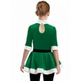 thumbnail image 2 of TiaoBug Kids Girls Christmas Figure Ice Skating Dress Santa Velvet 3/4 Sleeves Tutu Dress Holiday Performance Green 8, 2 of 7