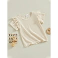 thumbnail image 3 of FEORJGP Toddler Girls Fly Sleeve T-Shirts Kids Baby Crew Neck Shirts Solid Color Ribbed Knit Tops Littel Girl Summer Casual Fashion Clothes, 3 of 9