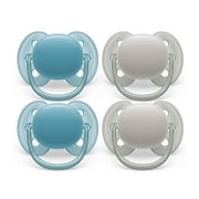 Philips Avent Ultra Soft Pacifier - 4 X Soft and Flexible Baby Pacifiers For Babies Aged 6-18 Months, Bpa Free with Sterilizer Carry Case (Model SCF091/27)