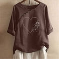 thumbnail image 1 of Fiudx Ofertas de La Semana Camiseta Estampada a La Moda para Mujer, Blusa de Manga Corta, Tops Informales con Cuello Redondo, 1 of 4