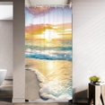 thumbnail image 3 of Stall Small Half Shower Curtain Beach Summer 36x72 Inch RV Mini Single Narrow Ocean Coastal Hawaiian Sunrise Sea Wave Seaside Scene Island Blue Cool Set Waterproof 7 Pack Hooks, 3 of 6