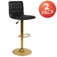 thumbnail image 3 of Flash Furniture Vincent Modern Black Vinyl Adjustable Bar Stool with Back, Counter Height Swivel Stool with Gold Pedestal Base, Set of 2, 3 of 14