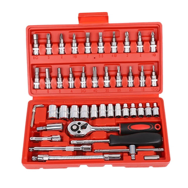 Juego de llaves de trinquete de enchufe genérico de 46 piezas Shamjiam Kit de herramientas automotrices