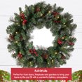 thumbnail image 6 of IC ICLOVER 24'' Pre-Lit Christmas Wreath with 50 LED Lights & Red Berries - Christmas Garland Wreaths Decorations for Window Front Door Wall Décor, 6 of 9
