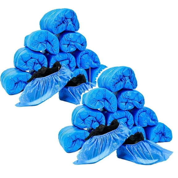 Shiogb 100-Pack Blue Disposable Shoe Covers, Non-Slip & Waterproof, Blue