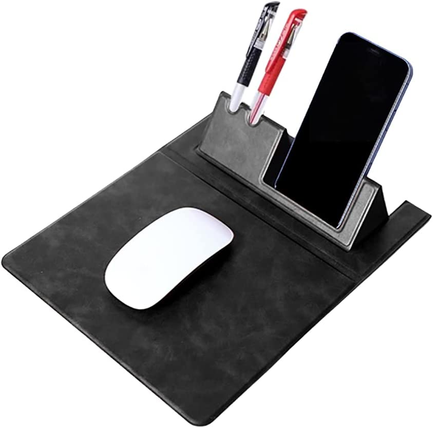Elec Space 3 in 1 Multifunctional Leather Mouse Pad,Pen Holder, Phone