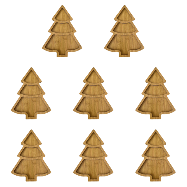 Bandeja de madera para servir de Navidad, plato de bandeja de árbol para el hogar (árbol puntiagudo dividido)