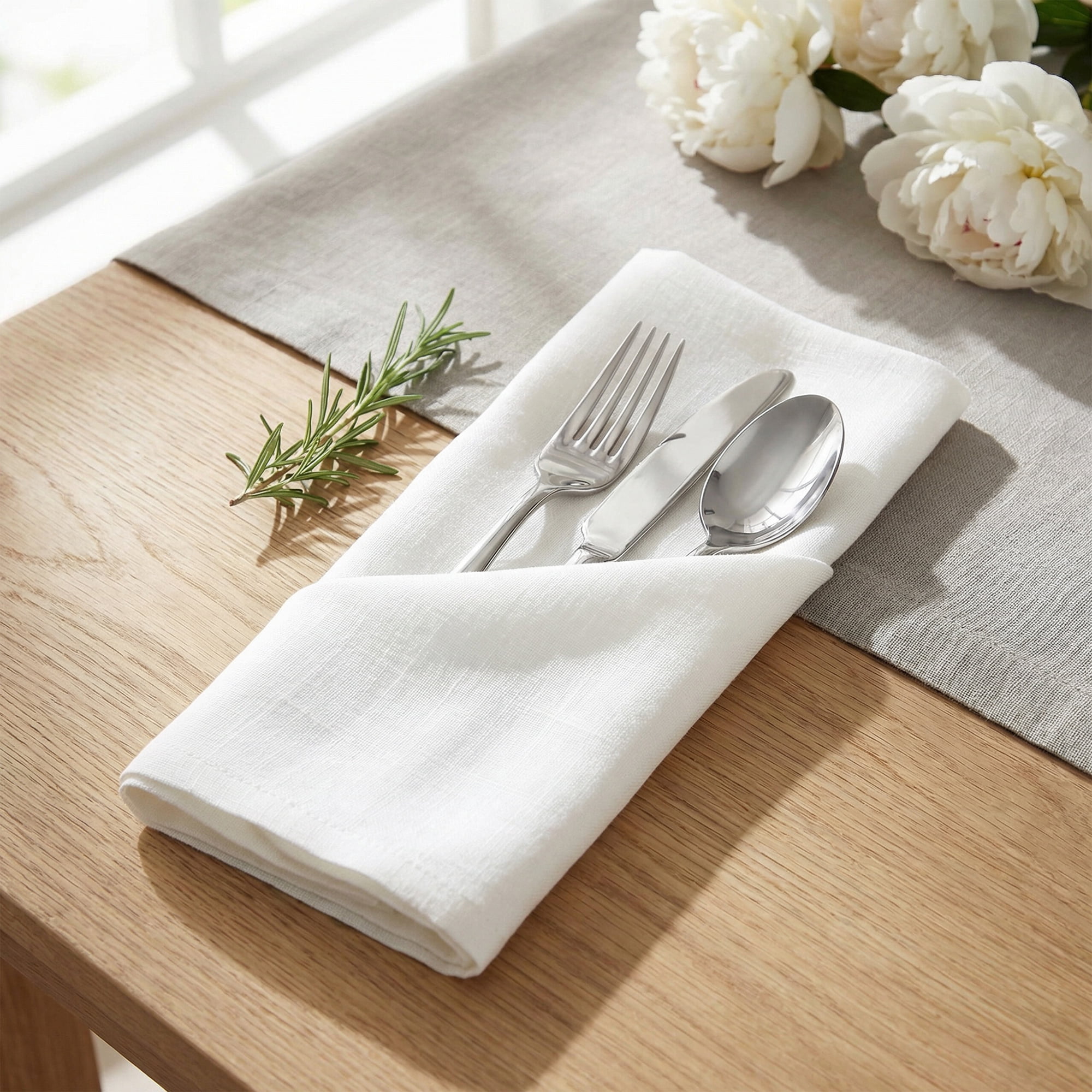 Unique Bargains 6Pcs Cotton Reusable Party Cloth Napkins Beige 18x18inch