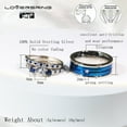thumbnail image 2 of Adjustable size Wedding Ring Sets His And Hers Couples Women Diamond Sterling Silver Blue Sapphire Man Titanium Wedding Bands, 2 of 8
