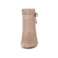 thumbnail image 2 of BLISSFUL STEP Women's Ankle Boots Faux Suede Pointed Toe Bow Decor Chunky Heel Zipper Booties Dust Pink 7, 2 of 8