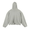 thumbnail image 3 of Men's Fleece Cropped Hooded Sweatshirt Oversized Solid Long Sleeve Pullover Kangaroo Pocket Drop Shoulder Pullovers Top, 3 of 7