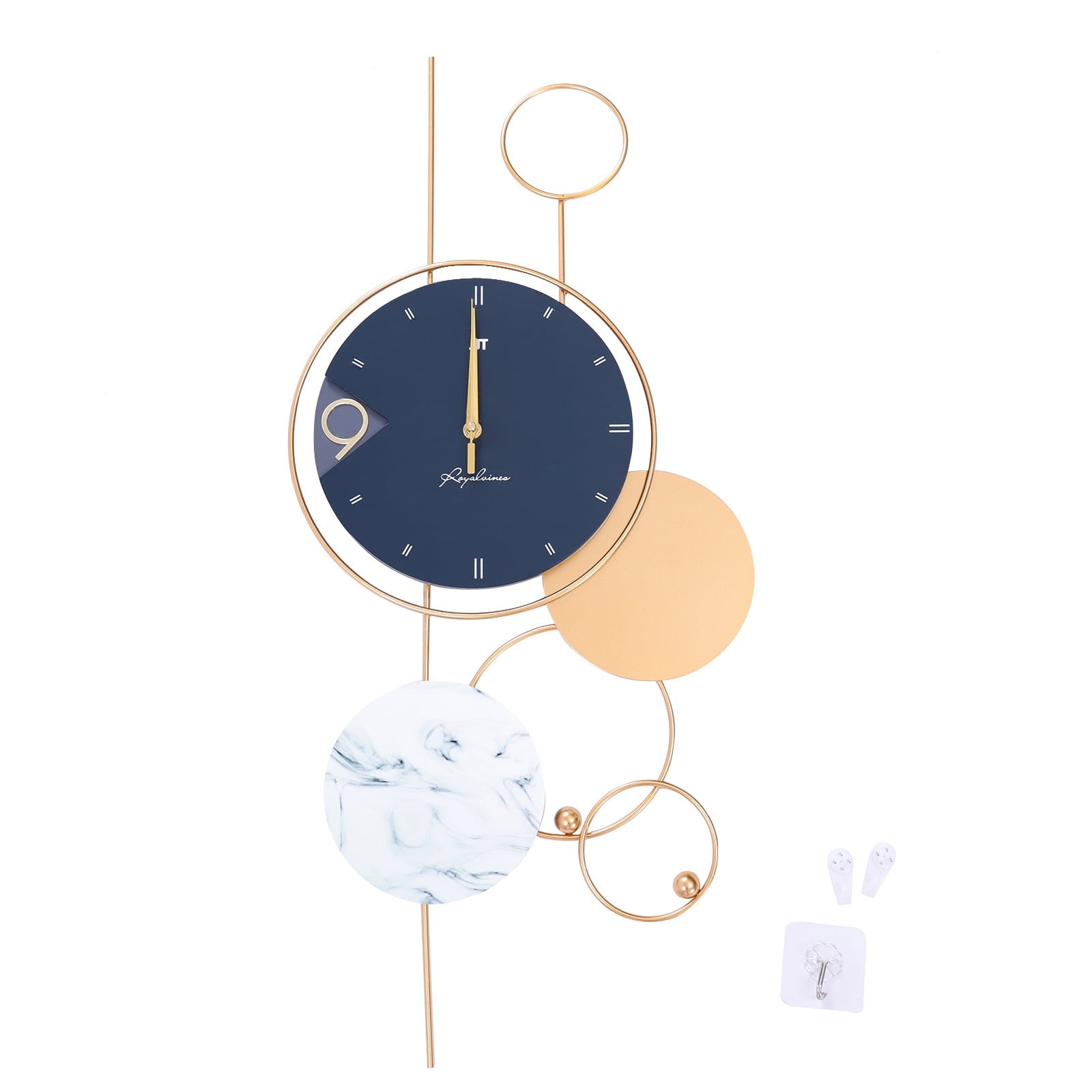 Big Wall Clocks for Living Room Decor Large Wall Clock Modern for Kitchen Bedroom Office Home Indoor Farmhouse Metal Gold Chic Decorative Wall Clock Battery Operated Silent Non-Ticking