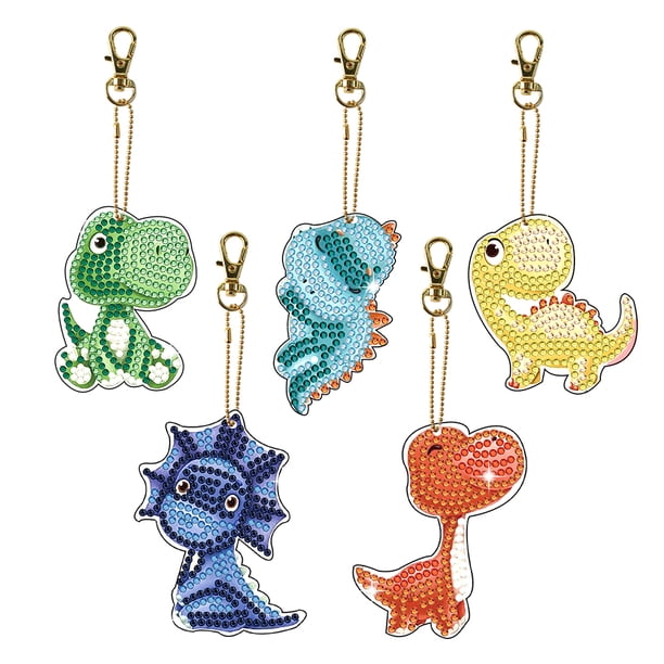 5 uds gema llaveros hecho a mano DIY diamante mosaico Kit doble cara señora bolso colgante