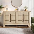 thumbnail image 3 of Tribesigns Farmhouse Sideboard Buffet Cabinet with 4 Doors, Wood Coffee Bar Storage Cabinet,Natural, 3 of 6