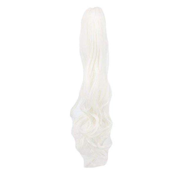 yuehong Extensiones de cabello onduladas largas de 21 pulgadas, coloridas, con clip, pieza de cola de caballo con garra rizada (blanco)