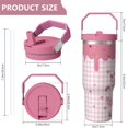 thumbnail image 4 of 30oz Hello Kawaii Cat Cute Stainless Steel Tumbler with Lid and Straw,Spill Proof Travel Cup Double Wall Vacuum Insulated Coffee Mug with Top Handle Pink, 4 of 7