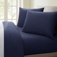 thumbnail image 1 of Bamboohart Fresh Linen Collection United 1200 Thread Count 100% Egyptian Quality Cotton Solid Sheet Set (King  Navy), 1 of 7