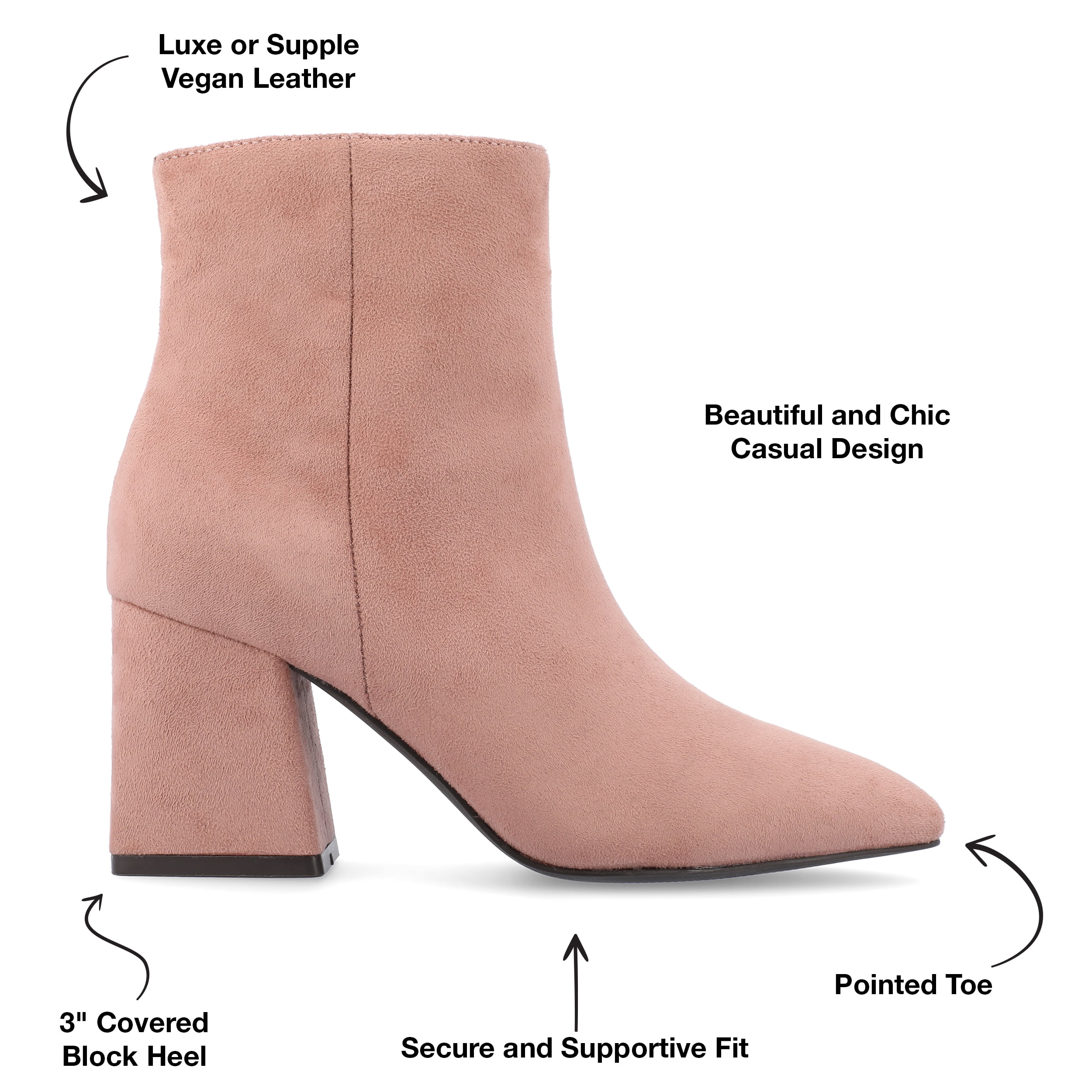 Journee Womens Sorren Covered Block Heel Pointed Toe Booties