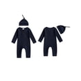 thumbnail image 2 of BemeyourBBs Preemie Newborn Going Home Outfit Baby Boy Girl Ribbed Knit Romper Hat Set Long Sleeve Button One Piece Jumpsuit Spring Fall Winter Sleepers Clothes, 2 of 9