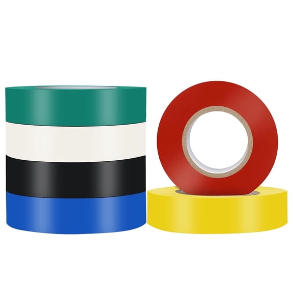 Topboutique Electrical Tape Colored Waterproof Insulation Tape Professional Grade Electrical Tape General Electrical Tape for Wires,Circuits,Flame Retardant&Weather Resistant,3/4 in x 33 ft,6 Pcs