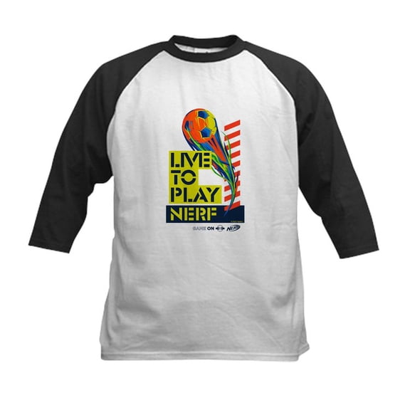 CafePress - Live To Play Nerf Soccer Baseball Jersey - Kids Cotton Baseball Jersey, 3/4 Sleeve Shirt