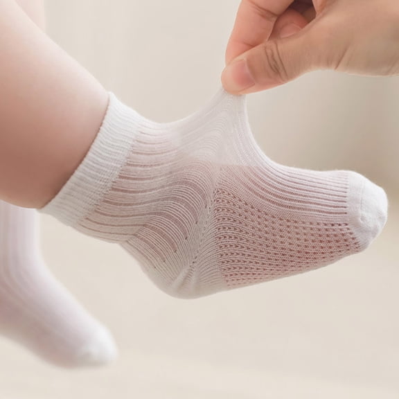 FSYBOA Boys Cotton Socks Size 1T, Breathable 5 Piece Comfort Daily Wear Kids Crew Socks White