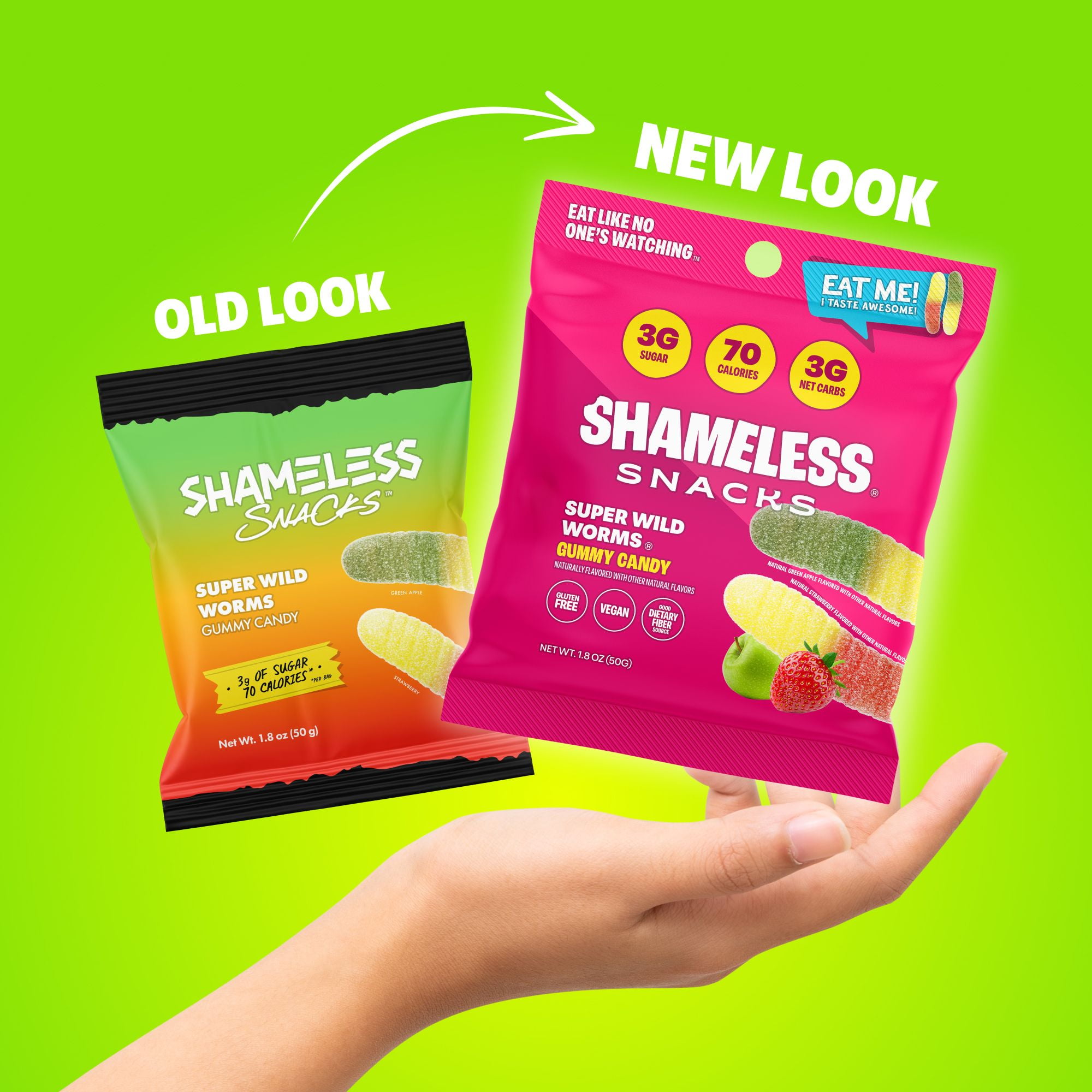 Shameless Snacks - Low Calorie Snacks, Low Carb Keto Gummies (Gluten Free & Non GMO Candy) - 6 Pack Wild Worms