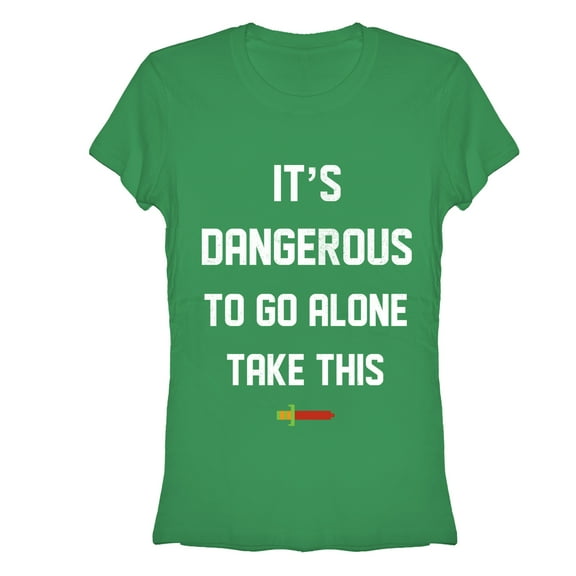Junior's Nintendo Legend of Zelda It's Dangerous  Graphic Tee Kelly Green Medium