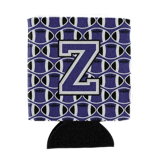 Carolines Treasures CJ1068-ZCC Letter Z Football Purple and White Can or Bottle Hugger  Can Hugger multicolor