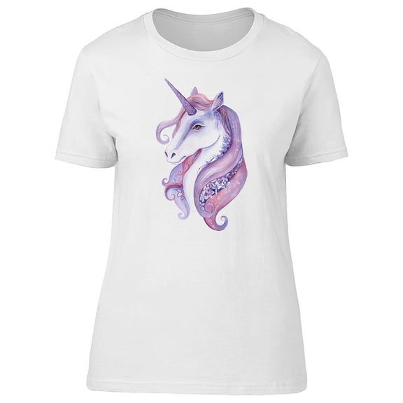 Cute Lovely Watercolr Unicorn T-Shirt Women -Image by Shutterstock, Female XX-Large
