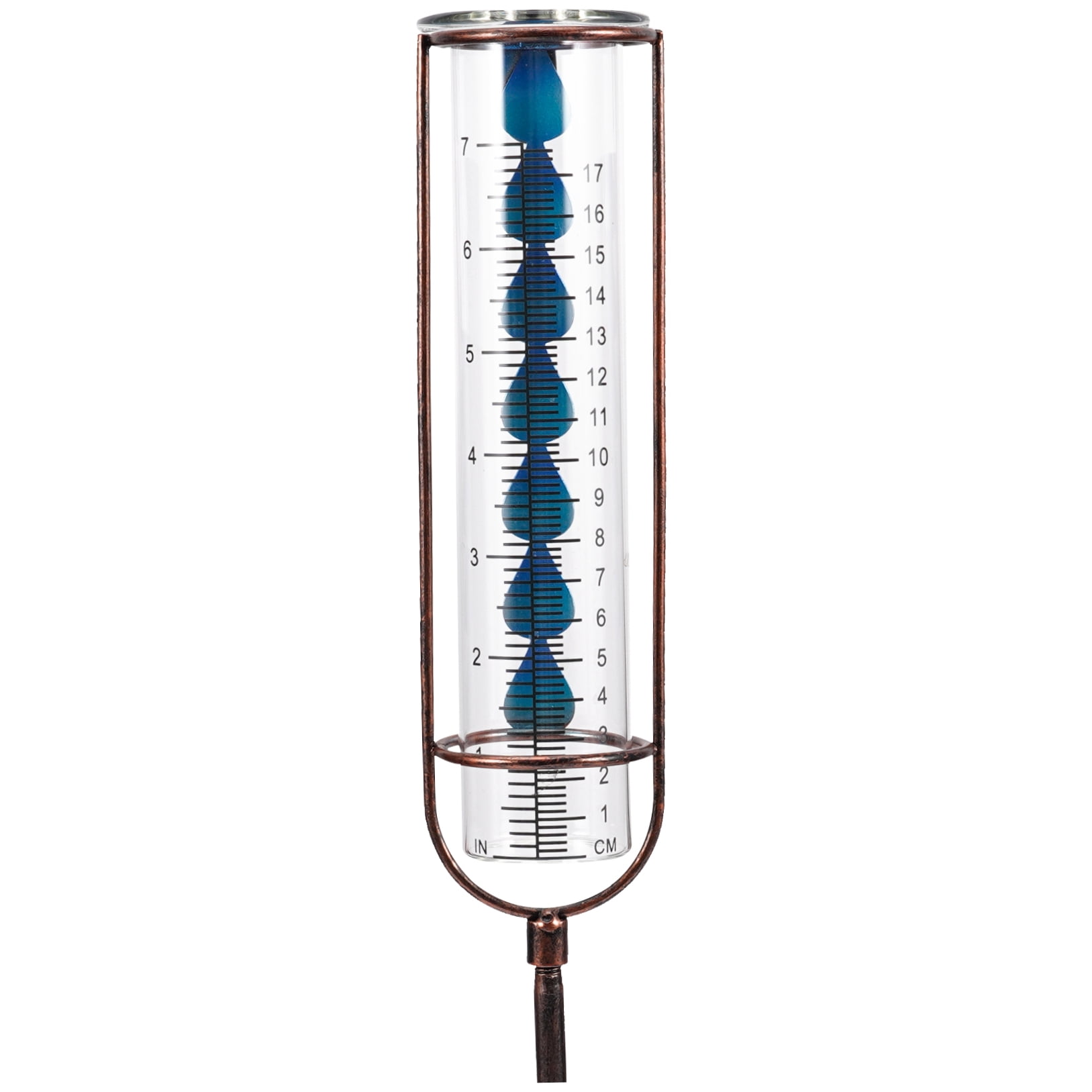 HOMEMAXS Outdoor Rain Gauge with Metal Stake Decorative Rain Gauge Detachable Rain Gauge(7 inches capacity)