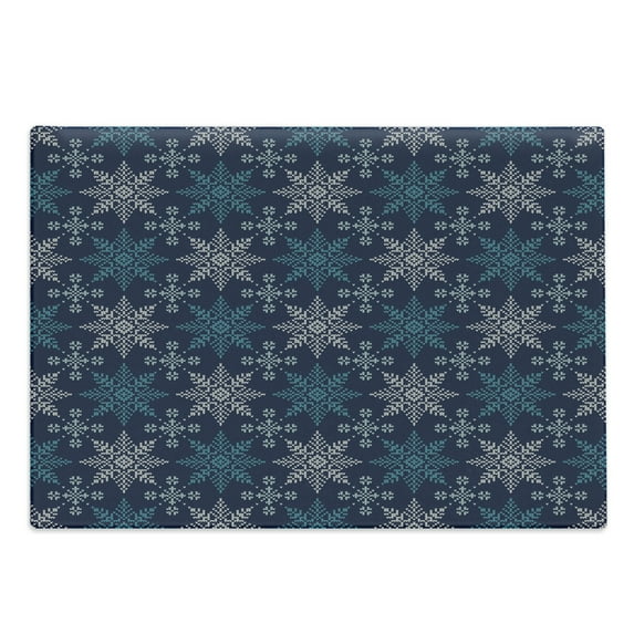 Snowflake Cutting Board, Winter Holiday Theme 8 Pointed Star Christmas Pattern, Decorative Tempered Glass Cutting and Serving Board, Large Size, Sea Green Pale Blue, by Ambesonne