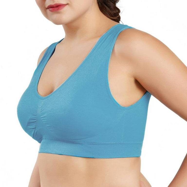WBQ 3 Pack Women's Plus Size Seamless Sports Bras, Breathable Stretch  Wireless Yoga Bras, Full Coverage Pullover Vest Everyday Bras, Comfortable Sports  Bras with Removable Pad, S-6XL 
