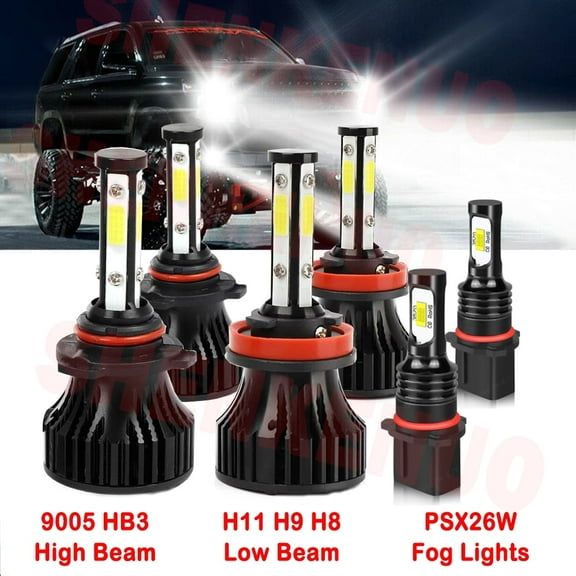 H11 9005 High&Low Beam for Chevy Suburban Tahoe 2016 2017 2018 2019 2020 LED Headlights PSX26W Fog Lights 6pcs